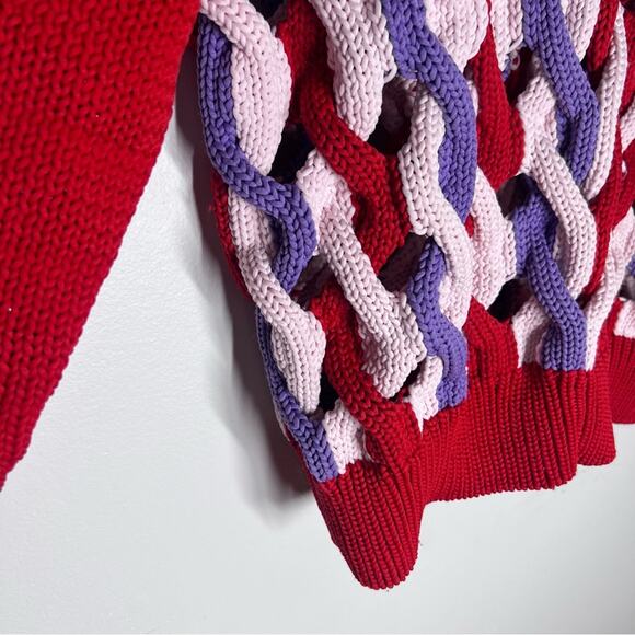 NEW Aknvas Hayley Open Work Braided Weave Woven Chunky Sweater Sz S - Picture 6 of 10